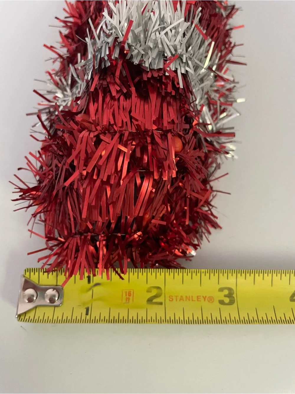 New 2 Tinsel Candy Cane Hanging Decoration 17” x 7.5 x 2” Red/Silver